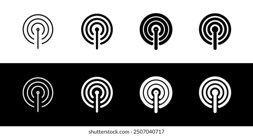 Icono de antena de punto de acceso wifi de Vector editable. Negro, estilo de línea, fondo blanco transparente. Parte de una gran familia de iconos. Perfecto para interfaces de Web y App, presentaciones, infografías, etc