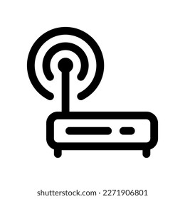 Icono modificable del router wifi vectorial. Negro, estilo de línea, fondo blanco transparente. Parte de una familia de iconos grandes. Perfecto para interfaces web y de aplicaciones, presentaciones, infografías, etc
