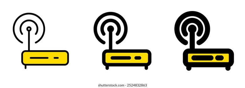 Icono de enrutador wifi de Vector editable. Negro, estilo de línea, fondo blanco transparente. Parte de una gran familia de iconos. Perfecto para interfaces de Web y App, presentaciones, infografías, etc