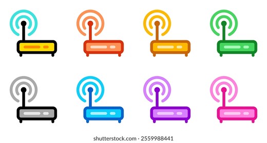 Editable vector wifi router icon. Black, line style, transparent white background. Part of a big icon set family. Perfect for web and app interfaces, presentations, infographics, etc