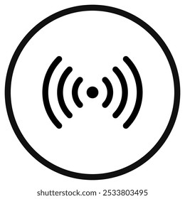 Icono de búsqueda wifi de Vector editable. Negro, estilo de línea, fondo blanco transparente. Parte de una gran familia de iconos. Perfecto para interfaces de Web y App, presentaciones, infografías, etc