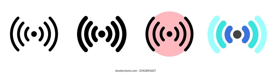 Icono de búsqueda wifi de Vector editable. Negro, estilo de línea, fondo blanco transparente. Parte de una gran familia de iconos. Perfecto para interfaces de Web y App, presentaciones, infografías, etc