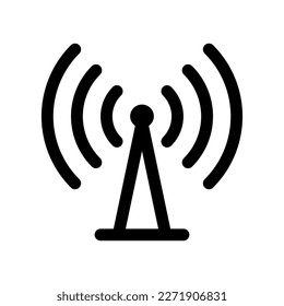 Icono de señal de torre wifi de vector modificable. Negro, estilo de línea, fondo blanco transparente. Parte de una familia de iconos grandes. Perfecto para interfaces web y de aplicaciones, presentaciones, infografías, etc