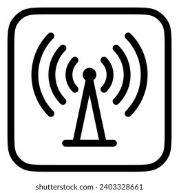 Editable vector wifi tower signal icon. Black, line style, transparent white background. Part of a big icon set family. Perfect for web and app interfaces, presentations, infographics, etc