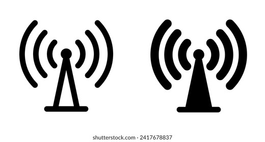 Editable vector wifi tower signal icon. Black, line style, transparent white background. Part of a big icon set family. Perfect for web and app interfaces, presentations, infographics, etc