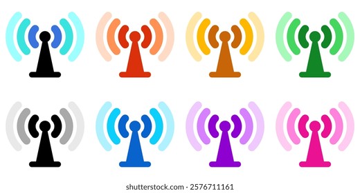 Editable vector wifi tower signal icon. Black, line style, transparent white background. Part of a big icon set family. Perfect for web and app interfaces, presentations, infographics, etc