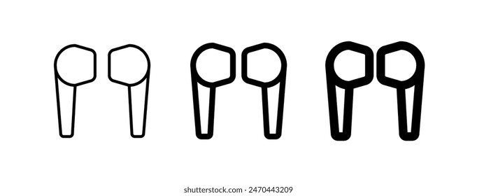 Bearbeitbares Vektorgrafik-Symbol für drahtlose Kopfhörer. Schwarz, Linienstil, transparenter weißer Hintergrund. Teil einer großen Icon-Set-Familie. Ideal für Web- und App-Interfaces, Präsentationen, Infografiken usw