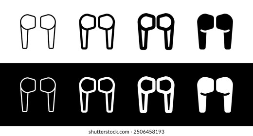 Editable vector wireless earphones icon. Black, line style, transparent white background. Part of a big icon set family. Perfect for web and app interfaces, presentations, infographics, etc
