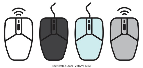 Editable vector wireless mouse icon. Black, line style, transparent white background. Part of a big icon set family. Perfect for web and app interfaces