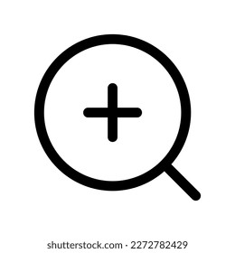 Editable vector zoom in icon. Black, line style, transparent white background. Part of a big icon set family. Perfect for web and app interfaces, presentations, infographics, etc