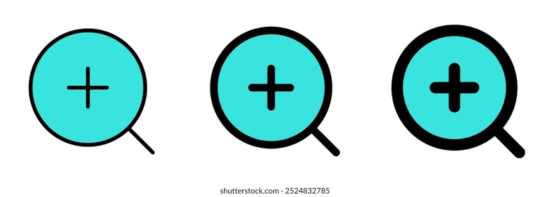 Editable vector zoom in icon. Black, line style, transparent white background. Part of a big icon set family. Perfect for web and app interfaces, presentations, infographics, etc