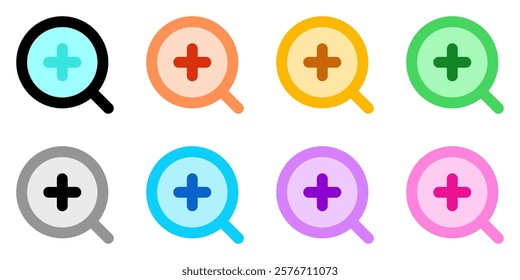 Editable vector zoom in icon. Black, line style, transparent white background. Part of a big icon set family. Perfect for web and app interfaces, presentations, infographics, etc