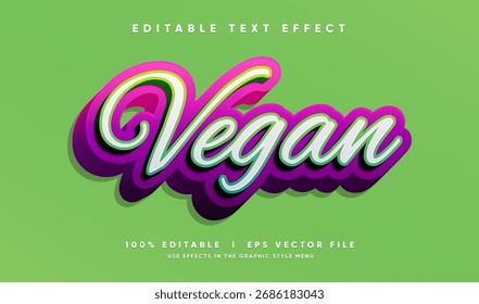 efeito de texto vetorial vegano editável com estilo moderno