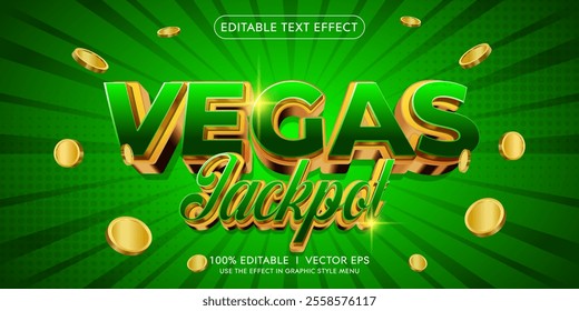 editable vegas jackpot vector 3d text effect with modern style design