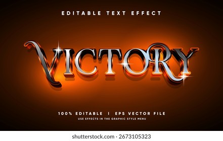 Efecto de texto de Vector 3D editable Victory Luxury con estilo moderno