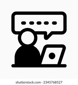 Llamada de vídeo editable, icono del vector de reunión virtual. Aprendizaje en línea, curso, tutorial. Parte de una familia de iconos grandes. Perfecto para interfaces web y de aplicaciones, presentaciones, infografías, etc