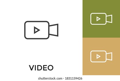 Editable Video Icon with Title. Useful For Mobile Application, Website, Software and Print Media.