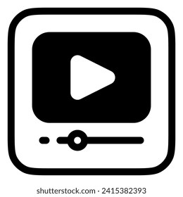 Editable video player, app, web, streaming vector icon. Movie, cinema, entertainment. Part of a big icon set family. Perfect for web and app interfaces, presentations, infographics, etc