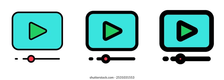Editable video player, app, web, streaming vector icon. Movie, cinema, entertainment. Part of a big icon set family. Perfect for web and app interfaces, presentations, infographics, etc