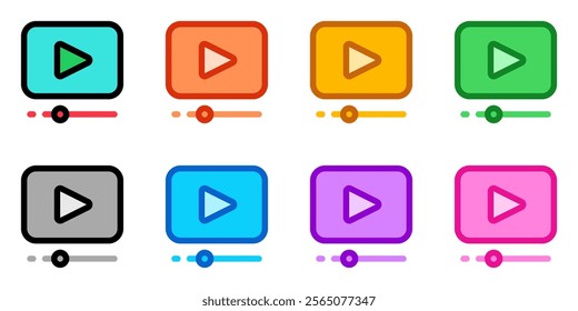 Editable video player, app, web, streaming vector icon. Movie, cinema, entertainment. Part of a big icon set family. Perfect for web and app interfaces, presentations, infographics, etc