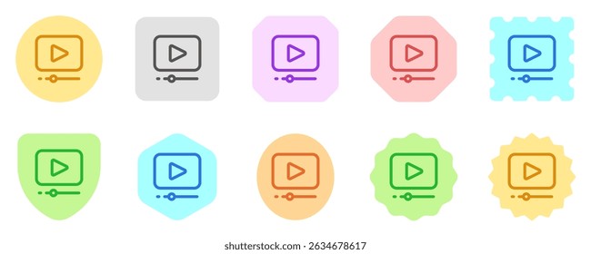 Player de vídeo editável, app, web, streaming de ícone de vetor. Filme, cinema, entretenimento. Parte de uma grande família de conjuntos de ícones. Perfeito para interfaces web e app, apresentações, infográficos, etc