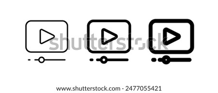 Editable video player, app, web, streaming vector icon. Movie, cinema, entertainment. Part of a big icon set family. Perfect for web and app interfaces, presentations, infographics, etc