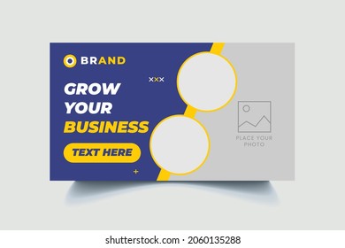 Editable video thumbnail design. Customizable web banner template and thumbnail. Video cover photo fully editable for social media