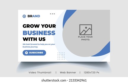 Editable video thumbnail design. Customizable web banner template and thumbnail. Video cover photo fully editable for social media