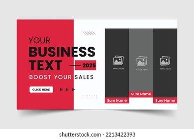 Editable video thumbnail design. Customizable web banner video thumbnail template.