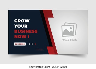 Editable video thumbnail design. Customizable web banner video thumbnail template.