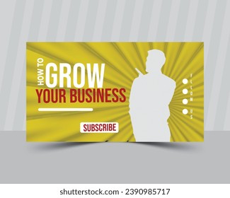 Editable video thumbnail design. Customizable web banner template and thumbnail.