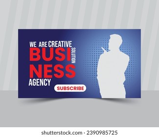 Editable video thumbnail design. Customizable web banner template and thumbnail.