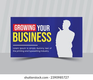 Editable video thumbnail design. Customizable web banner template and thumbnail.