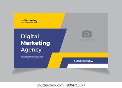 Editable video thumbnail design for opening video tutorials. Customizable thumbnail for live workshop business and webinar. web banner template