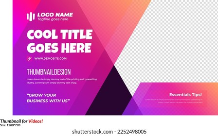 Editable Video Thumbnail design for videos Customizable Gradient style video thumbnail design Colorful Thumbnails design or video cover poster design creative thumbnail template Customizable Thumbnail