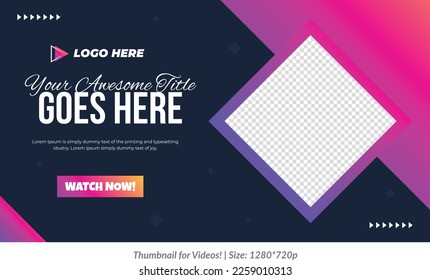 Editable Video Thumbnail design for videos Customizable Gradient style video thumbnail design Colorful Thumbnails design or video cover poster design creative thumbnail template Customizable Thumbnail
