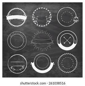 Editable Vintage Badges and Labels on Chalkboard