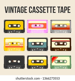 editable vintage cassette vector