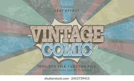 editable vintage comic text effect.typhography logo
