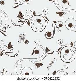 Editable Vintage Floral Swirl Seamless Pattern Vector for Creating Background