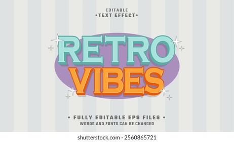 editable vintage retro vibes text effect.typhography logo