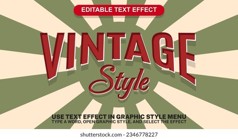Plantilla de efecto de texto estilo vintage editable vectorial