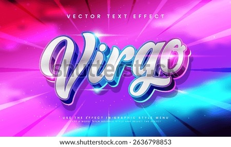 Editable Virgo sign in 3D style, vibrant colors, and a cosmic background.  