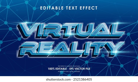 efeito de texto de realidade virtual editável adequado para tema de tecnologia digital