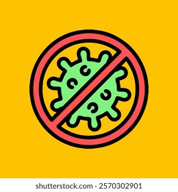 Editable virus icon on yellow background