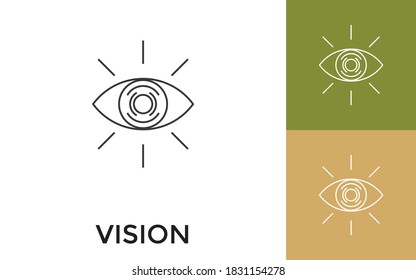 Editable Vision Thin Line Icon with Title. Useful For Mobile Application, Website, Software and Print Media.