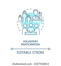 Concepto editable de icono azul de participación voluntaria, vector aislado, cabildeo de la ilustración de la línea delgada del gobierno.