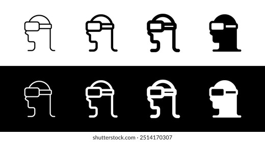 Editable VR goggles, virtual reality vector icon. AI technology, artificial intelligence, computer. Part of a big icon set family. Perfect for web and app interfaces, presentations, infographics, etc
