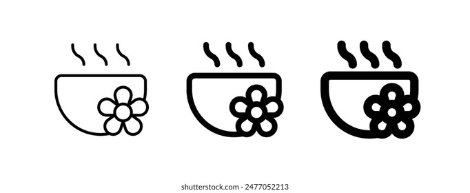 Agua caliente editable, icono del Vector del tazón. Wellness, spa, relajación. Parte de una gran familia de iconos. Perfecto para interfaces de Web y App, presentaciones, infografías, etc