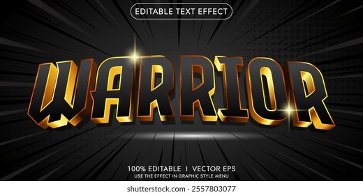 editable warrior vector 3d text effect with modern style design